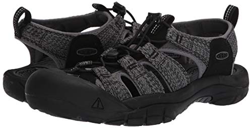 Keen Newport H2, Sandalia Hombre, Negro/Gris Acero, 44.5 EU