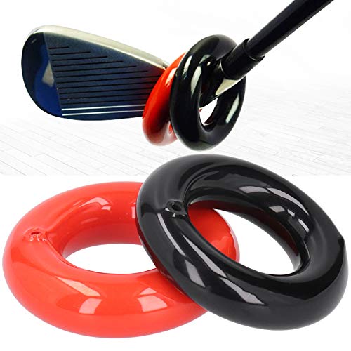 Keenso Anillo De Pesas para Swing De Golf,Negro Y Rojo,Anillo De Pesaje Redondo para Palos De Golf,Accesorios De Entrenamiento De Swing De Potencia De Peso,para PráCtica De Entrenamiento De Calent