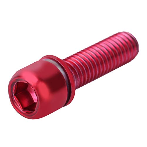 Keenso Tornillo de Bicicleta, 6 Piezas M5 * 18 mm Tornillos Plateado Tornillos de Dirección de Bicicleta (Rojo)