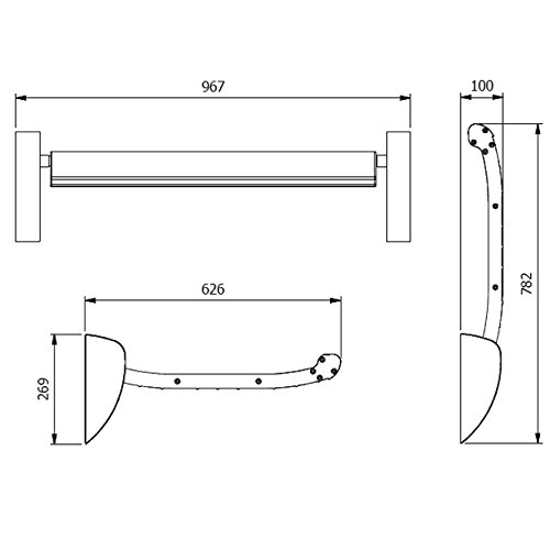 KEMMLIT Logrono - Cambiador plegable de pared, color blanco, aluminio, 78,2 x 96,7 x 62,6 cm