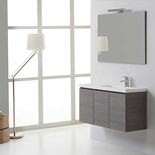 Kiamami Valentina Mueble DE BAÑO Manhattan Gris 90 CM con Puertas