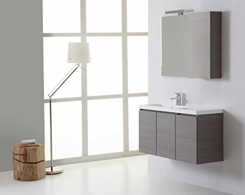 Kiamami Valentina Muebles DE BAÑO DE Manhattan 90 CM Izquierda con Espejo Puertas con GABINETE