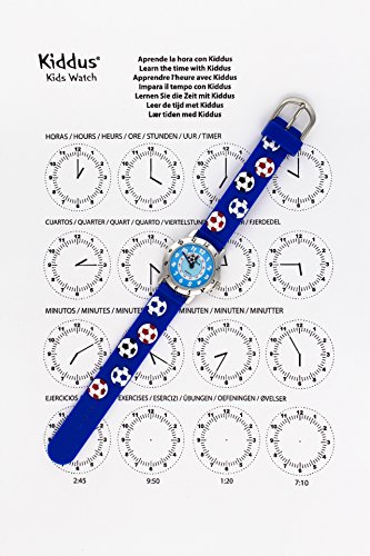 KIDDUS Reloj Educativo de Calidad para niña y niño. Analógico de Pulsera, con Ejercicios Time Teacher para Aprender a Leer y Decir la Hora. Mecanismo de Cuarzo japonés. RE0270 Futbol