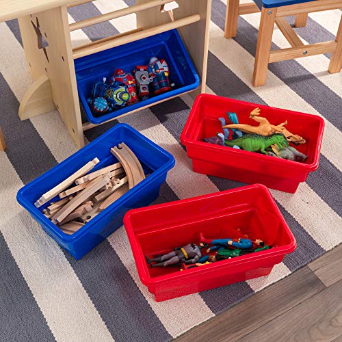 KidKraft- Juego de mesa y 2 sillas de madera con corazón con compartimentos de almacenamiento, cuarto de juegos para niños / muebles de dormitorio Heart , Color Rojo y azul (26912)