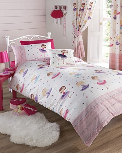 Kids Club - Juego de Cama Infantil, Incluye Funda de edredón y Fundas de Almohada, diseño de Bailarina, Color Rosa