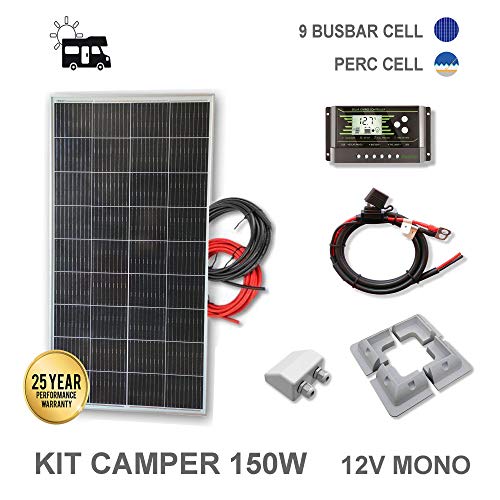 Kit 150W CAMPER 12V panel solar placa monocristalina células PERC de alta eficiencia