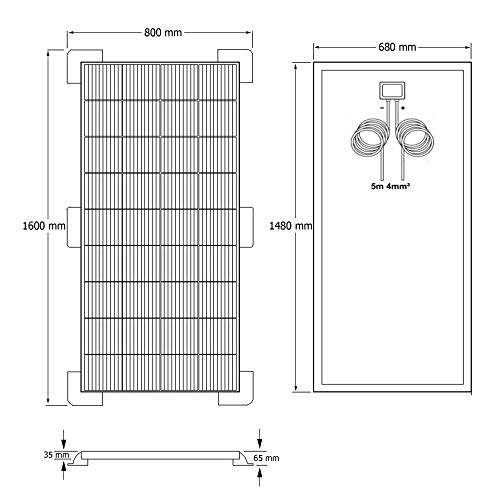 Kit 200W CAMPER 12V panel solar placa monocristalina células PERC de alta eficiencia