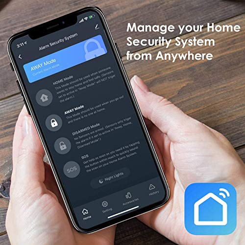 Kit Alarmas para casa WiFi Sistema Completo con 1 Sirena 5 Sensor de Puerta y 2 mandos a Distancia Alarma de Ventana de Puerta Alarma de aplicación a través de la Red móvil by AGSHome