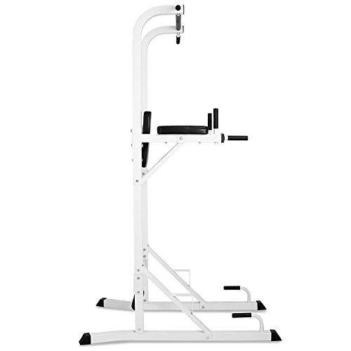 Klarfit FIT-KS04 Máquina Pull Ups - Multifunción, Flexiones, Dips, Abdominales, Sit ups, Carga Máx. 100 kg, Soportes Acolchados, Entrenamiento Torso, Construcción de Acero, Kit Montaje, Blanco