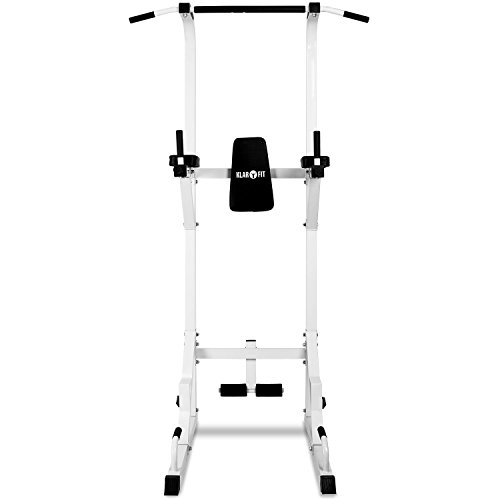 Klarfit FIT-KS04 Máquina Pull Ups - Multifunción, Flexiones, Dips, Abdominales, Sit ups, Carga Máx. 100 kg, Soportes Acolchados, Entrenamiento Torso, Construcción de Acero, Kit Montaje, Blanco