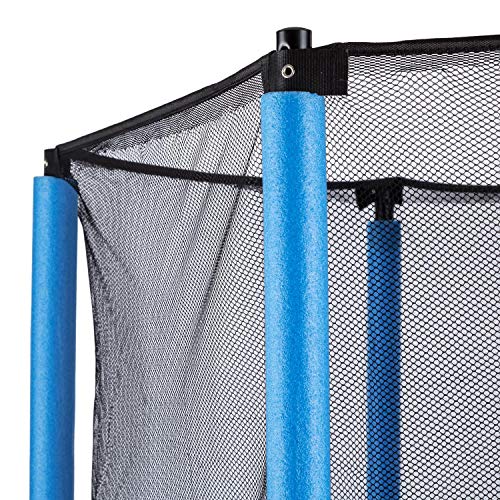 Klarfit Rocketkid - Cama eslástica, Cama elástica Infantil, A Partir de 3 años, 140 cm, Red de Seguridad, Suspensión de Cuerda elástica, Carga máx. 50 kg, Borde Acolchado, Azul