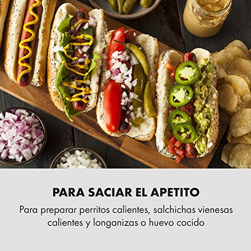 Klarstein Wurstfabrik Pro 600 máquina de perritos calientes - 550 W, 3 pinchos, regulador de temperatura entre 30 y 100 °C, cilindro de vidrio de Ø 20 cm, jaula de acero de Ø 17 cm, acero, plateado