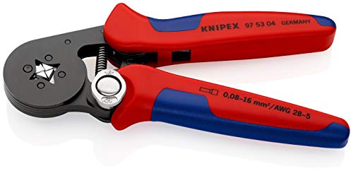 KNIPEX 97 53 04 Alicate autoajustable para entallar punteras de acceso lateral bruñido con fundas en dos componentes 180 mm