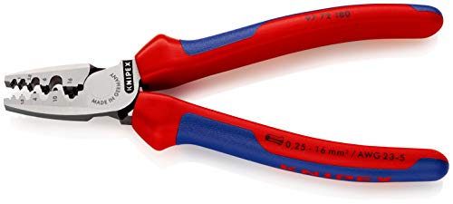 KNIPEX 97 72 180 Alicate para entallar punteras con fundas en dos componentes 180 mm