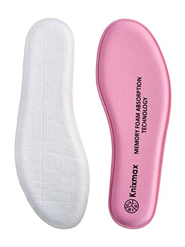 Knixmax Plantillas Memory Foam para Zapatos de Mujer y Hombre, Plantillas Confort Amortiguadoras Cómodas y Flexibles para Trabajo, Deportes, Caminar, Senderismo, EU36 (UK 03) Rosa