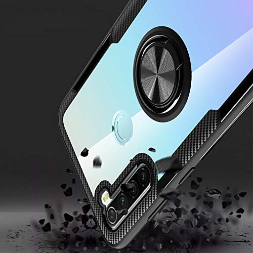 KONEE Funda Compatible con Xiaomi Redmi Note 8, 【Transparente Anti-Rasguños 】 【360° Giratorio Anilla Posterior】 【Compatible con Soporte de Montaje Magnético del Coche】 Carcasa para Redmi Note 8