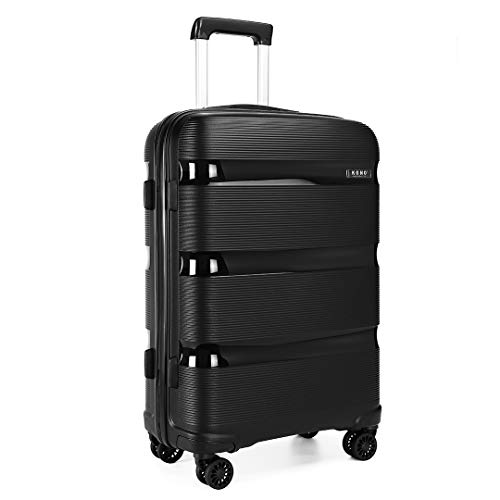 Kono Maleta de Viaje Rígida 4 Ruedas Trolley 65 cm Mediana, Resistente y Ligera,Cerradura TSA,Cremallera YKK (Negro)