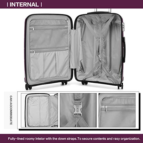 Kono Maleta de Viaje Rígida 4 Ruedas Trolley Mediana de Polipropileno. Cómoda Resistente y Ligera. Calidad Diseño Ideal para Estudiantes y Profesionales,Cerradura TSA (Púrpura, M (65cm - 66L))