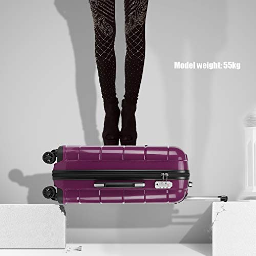 Kono Maleta de Viaje Rígida 4 Ruedas Trolley Mediana de Polipropileno. Cómoda Resistente y Ligera. Calidad Diseño Ideal para Estudiantes y Profesionales,Cerradura TSA (Púrpura, M (65cm - 66L))