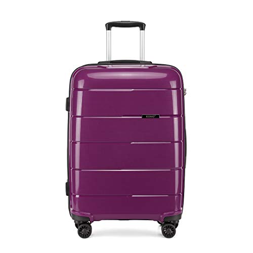 Kono Maleta de Viaje Rígida 4 Ruedas Trolley Mediana de Polipropileno. Cómoda Resistente y Ligera. Calidad Diseño Ideal para Estudiantes y Profesionales,Cerradura TSA (Púrpura, M (65cm - 66L))