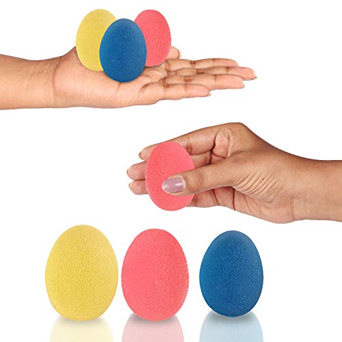 Kurtzy Mano Terapia Pelotas 3 Piezas - Manos Ejercicio y Agarre Pelota para Dedo Muneca Ejercicios y Fortalecimiento con 3 Niveles de Resistencia para Desarrollar Musculos, Alivia Dolor Articulaciones