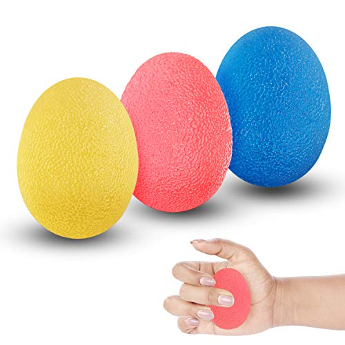 Kurtzy Mano Terapia Pelotas 3 Piezas - Manos Ejercicio y Agarre Pelota para Dedo Muneca Ejercicios y Fortalecimiento con 3 Niveles de Resistencia para Desarrollar Musculos, Alivia Dolor Articulaciones