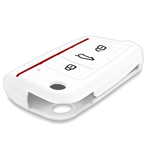 kwmobile Funda de Silicona Compatible con VW Golf 7 MK7 Llave de Coche de 3 Botones - Carcasa Suave de Silicona - Case Mando de Auto Blanco