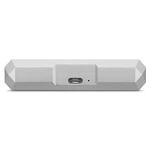 LaCie Mobile Drive, 2 TB, Disco Duro Externo HDD Portátil, Moon Silver, USB-C, USB 3.0, con Servicios Rescue (STHG2000400)