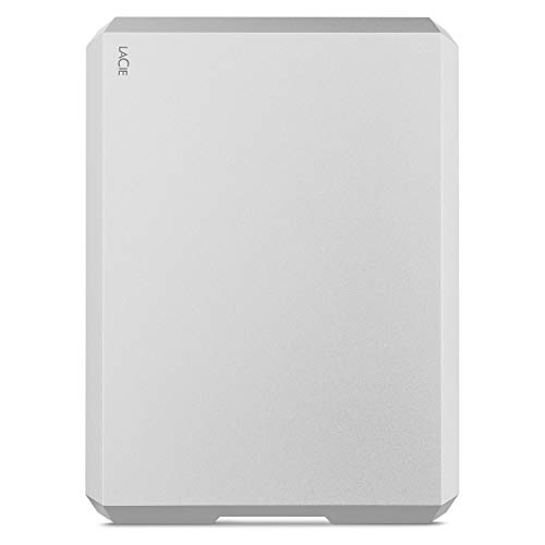 LaCie Mobile Drive, 2 TB, Disco Duro Externo HDD Portátil, Moon Silver, USB-C, USB 3.0, con Servicios Rescue (STHG2000400)