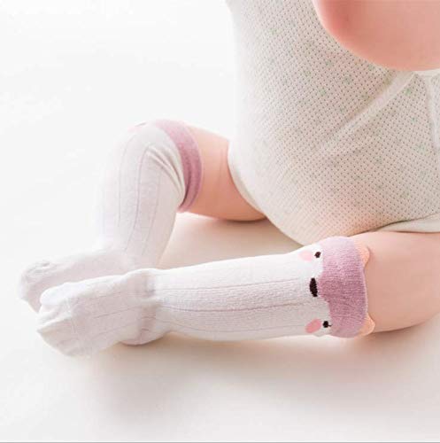 LACOFIA 6 Pares de calcetines largos de altos para bebé niñas Medias antideslizante de algodón de punto princesa infantiles niña 0-1 años