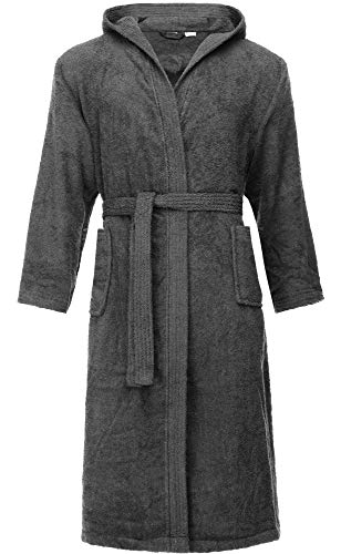 Ladeheid Albornoz de Baño 100% Algodón Ropa de Casa Hombre LA40-192 (Gris Oscuro-12, XL)