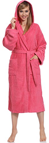 Ladeheid Albornoz de Baño 100% Algodón Ropa de Casa Mujer LA40-102 (Rosa (M13) (Densidad de 450), M)