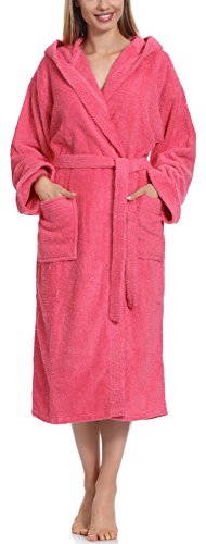 Ladeheid Albornoz de Baño 100% Algodón Ropa de Casa Mujer LA40-102 (Rosa (M13) (Densidad de 450), M)