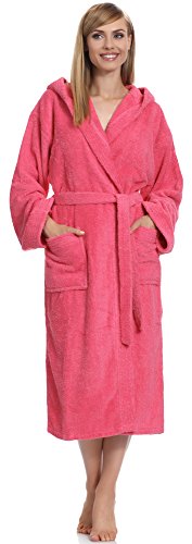 Ladeheid Albornoz de Baño 100% Algodón Ropa de Casa Mujer LA40-102 (Rosa (M13) (Densidad de 450), M)