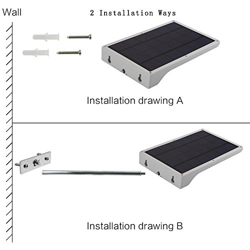 Lámpara solar Luces Jardín 42 LED solares exterior foco led sensor de movimiento 2 Piezas 6000KImpermeable iluminación vial blanco luz del Inalámbricas camino, valla, Cubierta, Patio, garaje