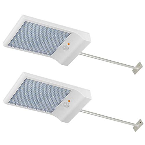 Lámpara solar Luces Jardín 42 LED solares exterior foco led sensor de movimiento 2 Piezas 6000KImpermeable iluminación vial blanco luz del Inalámbricas camino, valla, Cubierta, Patio, garaje