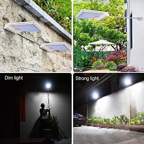 Lámpara solar Luces Jardín 42 LED solares exterior foco led sensor de movimiento 2 Piezas 6000KImpermeable iluminación vial blanco luz del Inalámbricas camino, valla, Cubierta, Patio, garaje