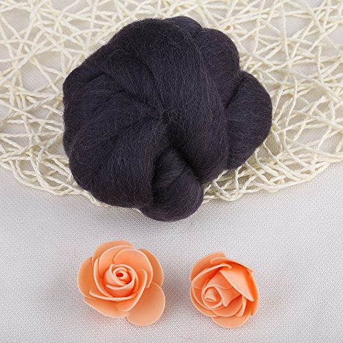 Lana de lana de hilado de lana de fieltro de hilado de lana de lana itinerante Super suave mano Spinning DIY Craft materiales 55 g(Negro)