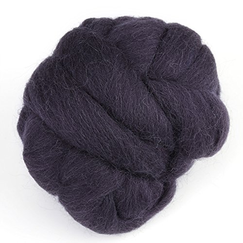 Lana de lana de hilado de lana de fieltro de hilado de lana de lana itinerante Super suave mano Spinning DIY Craft materiales 55 g(Negro)