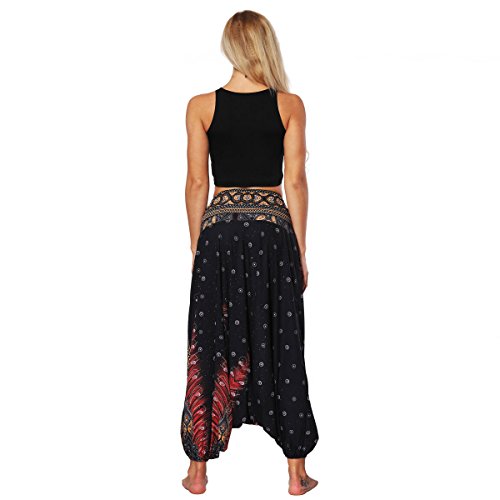 LATH.PIN - Pantalones Harem para mujer, estilo bohemio, de turca, anchos, étnicos, estampado de tallas fuertes para Pilates, yoga, baile, playa, etc. Stile 1 Talla única