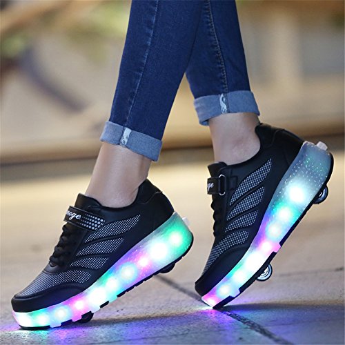 Led Luces Zapatos con Ruedas Dobles para Pequeños Niños y Niña Automática Calzado de Skateboarding Deportes de Exterior Patines en Línea Brillante Mutilsport Aire Libre y Deporte Gimnasia Zapatillas