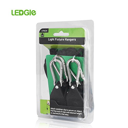 LEDGLE 2 Pares de 1/8" Heavy Duty Rope Ratchet Clip Hanger, Engranajes Internos de Mmetal Pintados en Plata Mejorados, 1.83M de Largo, Capacidad de 68KG por Par