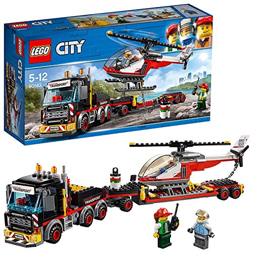 LEGO City Great Vehicles - Camión de Transporte de Mercancías Pesadas, Juguete de Construcción con Helicóptero para Niños y Niñas de 5 a 12 Años, Incluye Minifiguras (60138)