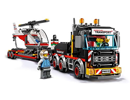 LEGO City Great Vehicles - Camión de Transporte de Mercancías Pesadas, Juguete de Construcción con Helicóptero para Niños y Niñas de 5 a 12 Años, Incluye Minifiguras (60138)