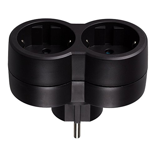 Legrand 50511 Adaptador Enchufe, Doble, Frontal, Negro