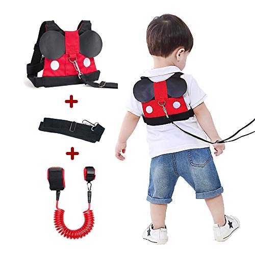 Lehoo Castle Correa para Niños Seguridad, 2-en-1 Ajustable Arnés de Bebe, Correa para Niños Antiperdida Arnes Niños, Arnés de Seguridad para Caminar Niños, Mickey