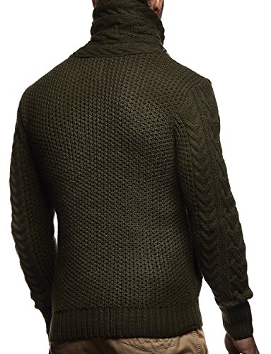 Leif Nelson Hombres Chaqueta de Punto con Cuello Chal LN-4195 Caqui Medium