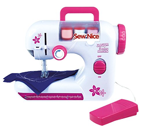 Lena- Máquina niños, Funciona con Pilas, con Hilo de Coser y Cinta métrica, Color carbón (SIMM Spielwaren 42521)