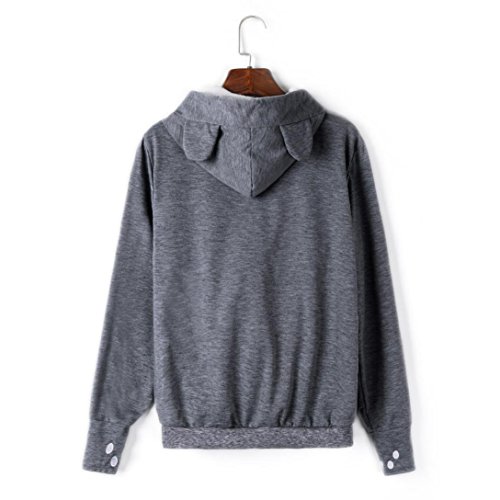 Lenfesh Sudadera con Orejas de Gato Mujer, Mujeres Sudadera con Capucha Bolsillo para Mascotas Gato y Perro-Canguro Carriers Pullover Suéter Camisa (M, Gris Oscuro)