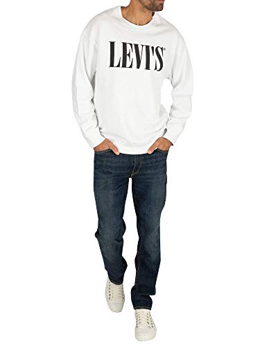 Levi's Relaxed Graphic Crewneck Sudadera, White (90's Serif Logo Crew White 0000), Large para Hombre